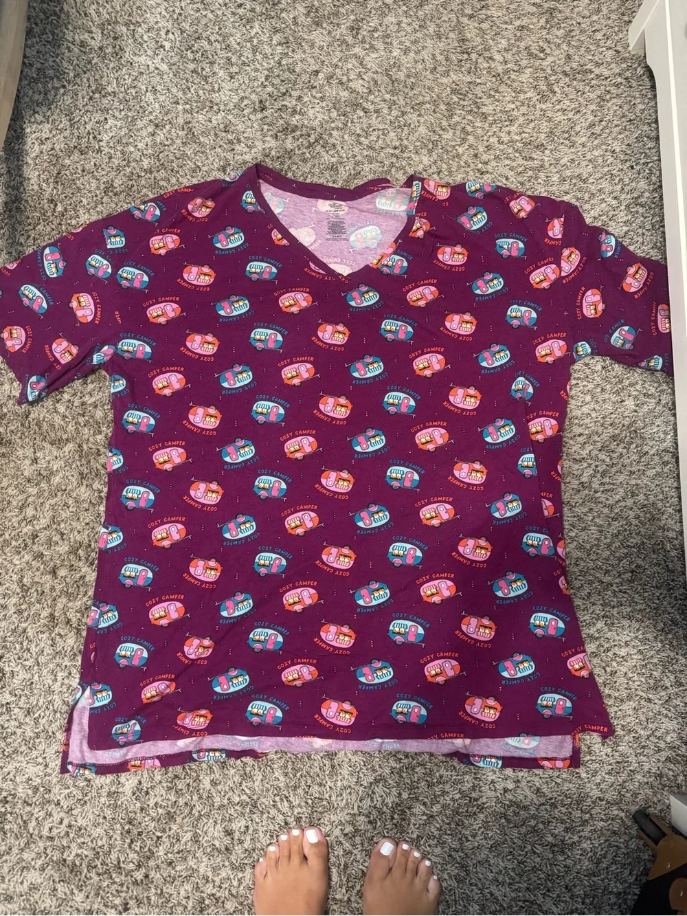 V-Neck Pajama nightgown women’s  in Purple with Camper Print